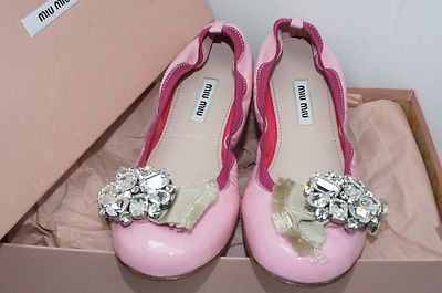 MIU MIU Women's Shoes Pink Flats Size 36 Vernice 12 Ballet Leather