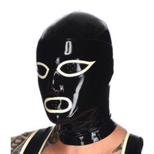 Latex Hood Open Mesh Eyes and Mesh Mouth Rubber Mask Cosplay Club Wear Costume