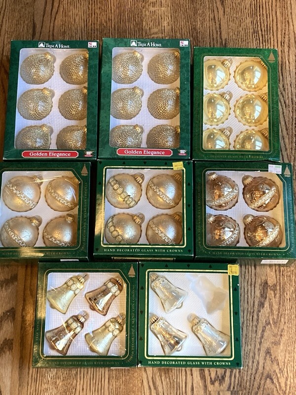 Vintage Kmart Trim A Home & Krebs Golden Glass 37 Ornaments Lot