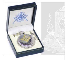 Masonic Pocket Watch With Chain Gift Boxed