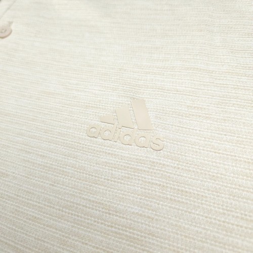 ADIDAS GOLF BLADE MOCK POLO SHIRT -M- TAN WHITE IVORY TENNIS STRETCH PERFORMANCE - Picture 3 of 8