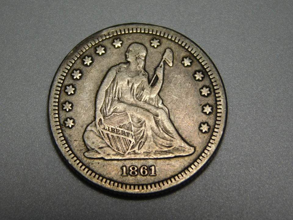 OLD US COINS 1861 SEATED LIBERTY SILVER QUARTER - Image 4 of 4