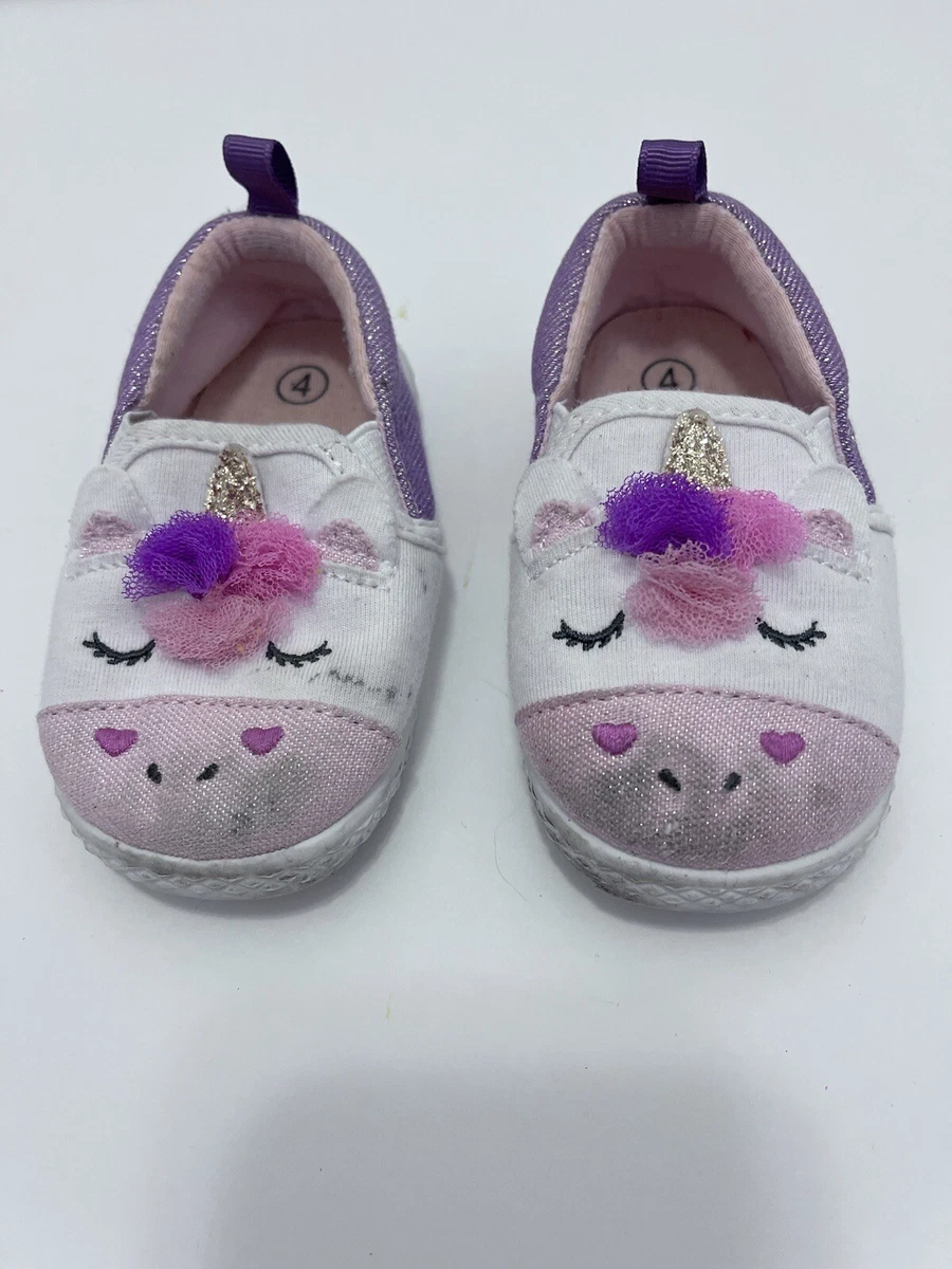 Infant Girls Slip On Unicorn Design Baby Girl Shoes Sz 4