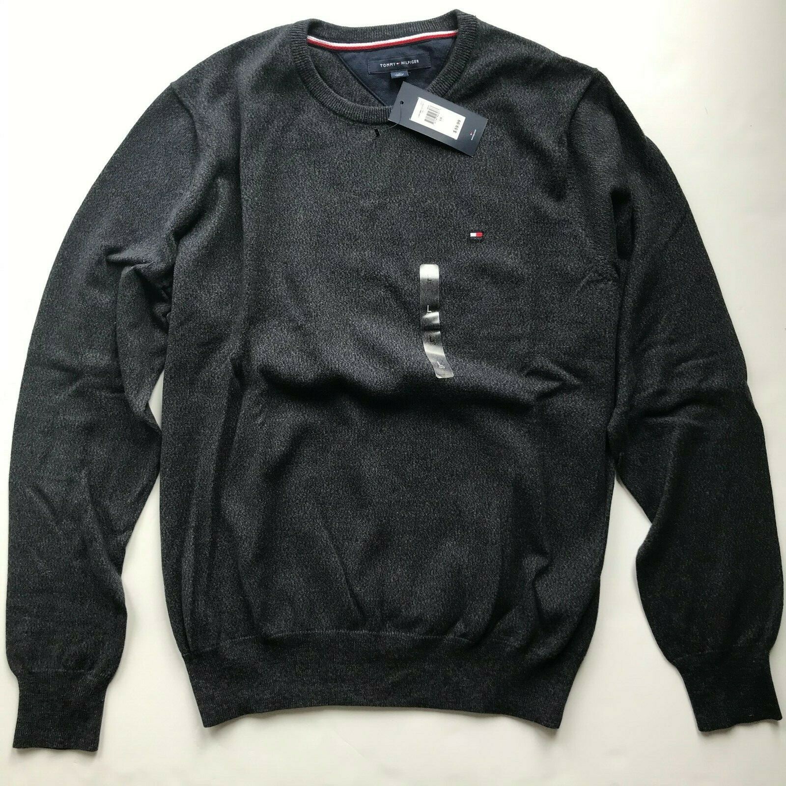 Tommy Hilfiger Men's Essential All Cotton Crew-neck Sweater Solid Heather Colors image 8