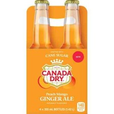 Canada Dry Peach Mango Ginger Ale Soft Drink, 4 X 355ml cans  - FREE SHIPPING