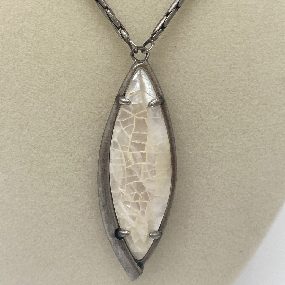 Kendra Scott Milla 长吊坠项链可调节银色裂纹石 — 第 3/4 张图片