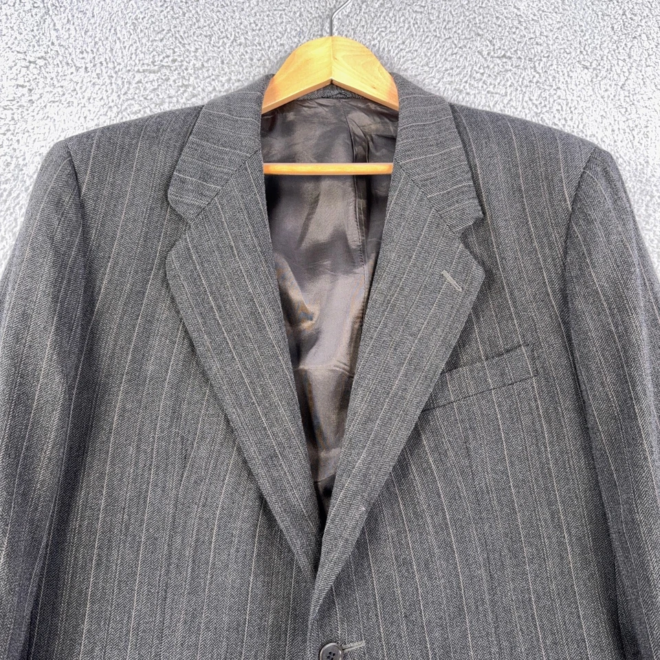 J CREW Vintage Sport Coat Men's 42R Gray Striped Wool Suit Jacket USA MADE - Image 3 of 4