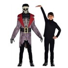 Undead Spooky Skeleton Zombie Pirate Boys Costume Jacket W Skull Mask Gloves XL