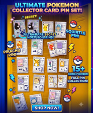 Pokemon Collector Card Enamel Pin Set Pikachu Mewtwo Charizard Holo Badge Lot MD