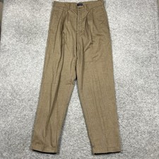 VTG Chaps Ralph Lauren Pants Mens 36x32 Beige Checkered Cross Hatch Dress Slacks