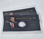 2x - Donald J Trump Tribute Card w/ Genuine 1g .999 Fine Silver Prospector Round