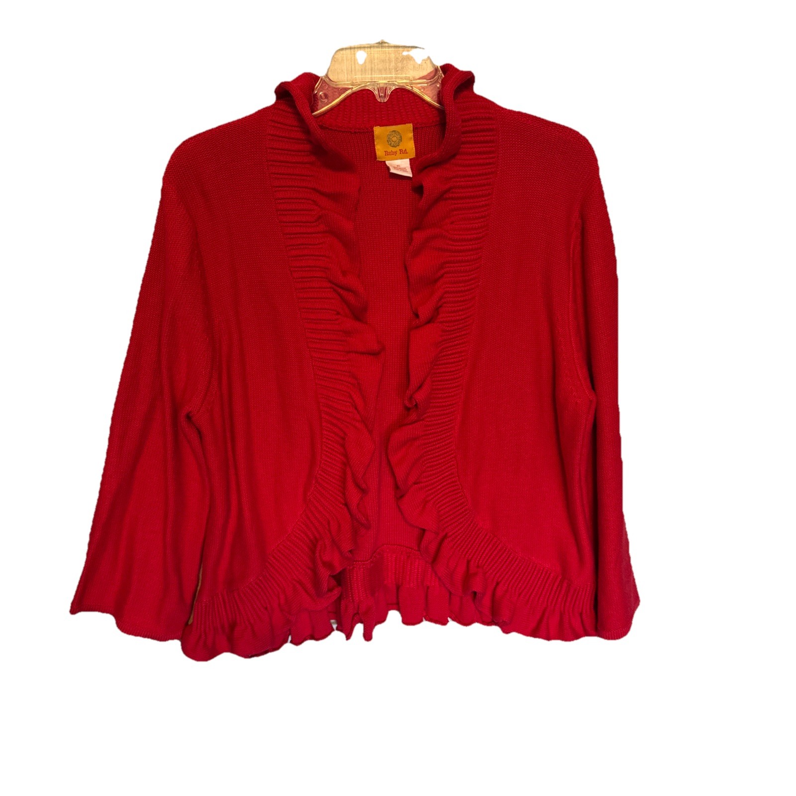 Ruby Rd. Sweater Women’s XL Open Front Ruffle Car… - image 1
