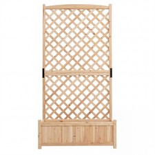 180cm Tall Wood Planter Box w/ Diamond Lattice Trellis & 4 Drainage Holes