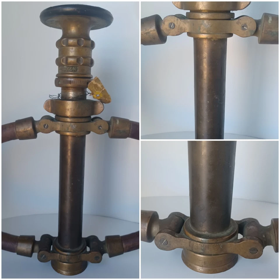 bico de incêndio antigo Elkhart latão perfeito estado. Co. An Outstanding Example Original Hndls - Imagem 2 de 4