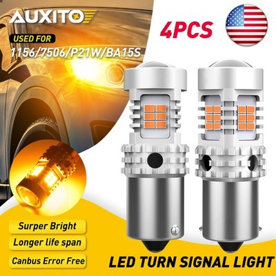 4X 1156 BA15S LED Bulbs Amber Orange 36-SMD Tail Turn Signal Indicator Light 12V