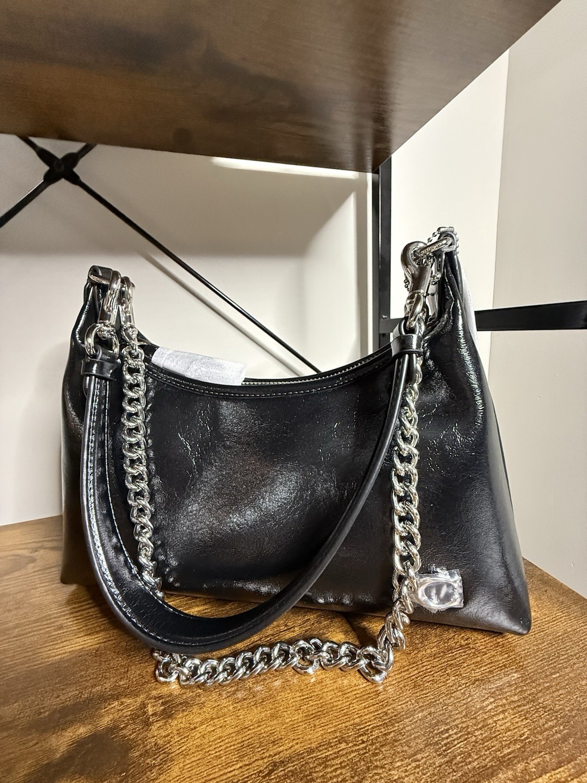 Coach Juliet Black Leather Shoulder Bag Gold Hardware