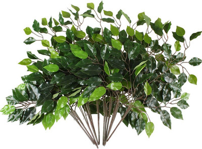 12 Pcs Ficus Tree Leaves Branches Artificial Greenery Stems Spring Silk Green Le