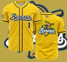 Collection Savannah Bananas Baseball Jersey Team AOP 3D Yellow TMB5305