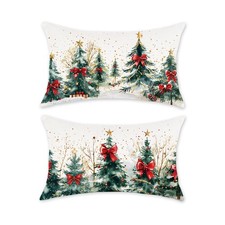 TAJWE Christmas Throw Pillow Covers 12x20 20" x 12" Pack of 2 , Red/Green