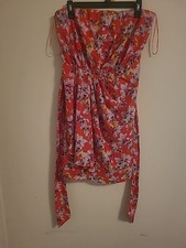 Express Strapless Belted Summer Dress Size 12 Multicolor Floral Dress