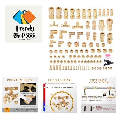101Pcs Brass Compression Tube Pipe Fittings, Air Nylon Tubing Fittings
