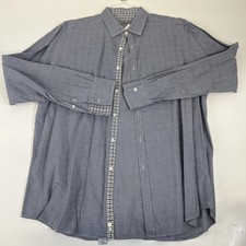 Canali Shirt Mens XL Blue Plaid 100 Cotton Long Sleeve Spread Collar