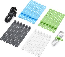 24 Pcs Silicone Cable Ties, Wire Cord Organizer, Cord Ties Reusable Cable Organi