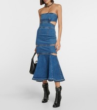 ALEXANDER McQUEEN Cutout Denim maxi dress Jeans Strapless Dress Size XXS/ 36