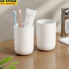 Dual-Sided Bathroom Tumbler Non-Slip Toothbrush Cup Durable Plastic Organizer US