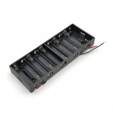 2x 10-AA Battery Slot Spring Holder Case Plastic Storage Box Flat Wires DC 15V