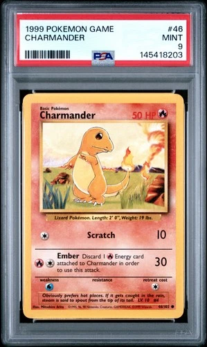 1999 POKEMON BASE SET UNLIMITED #46 CHARMANDER PSA 9