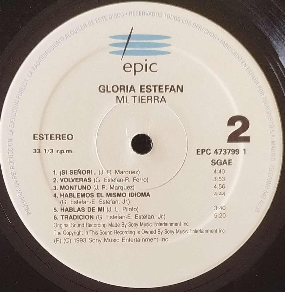 GLORIA ESTEFAN " MI TIERRA " 1993 LP WITH INNER SLEEVE - Image 4 of 4