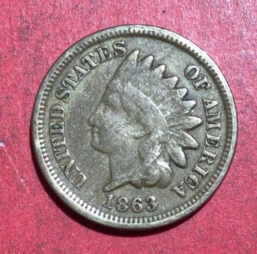 1863 US Copper Nickel Indian Head Cent! VG/FINE Civil War Days! Old Coin!