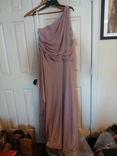 David's Bridal One Shoulder Georgette Bridesmaid Dress - Quartz Pink - Size 16