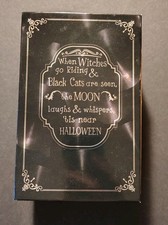 Halloween Keepsake box - blk w/ ornate design. purple inside. see pictures.