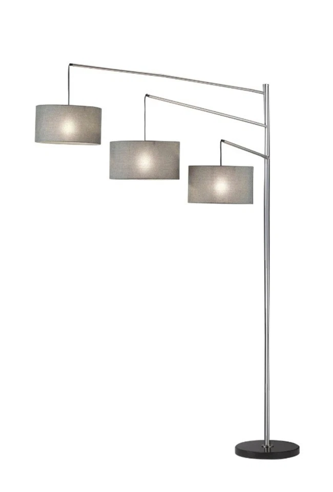 Lámpara de pie de arco moderna de acero ajustable de 3 luces Adesso Wellington 91"  Foto 4 de 4