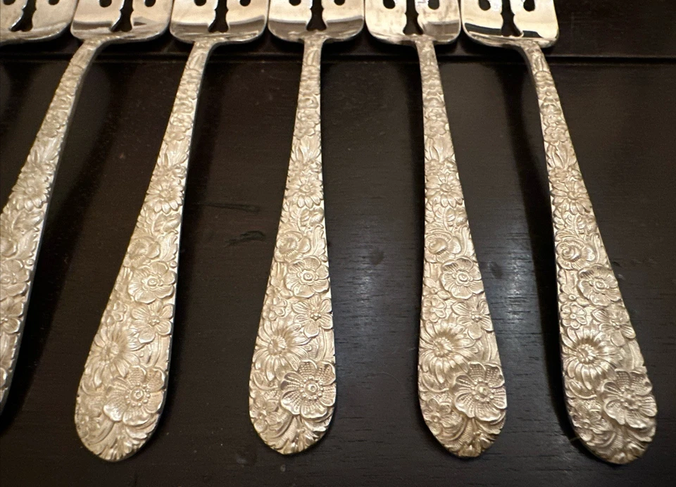 Bridal Bouquet by Alvin Sterling Silver Flatware Salad Forks 6 1/2” Set Of 12 - Image 2 of 4