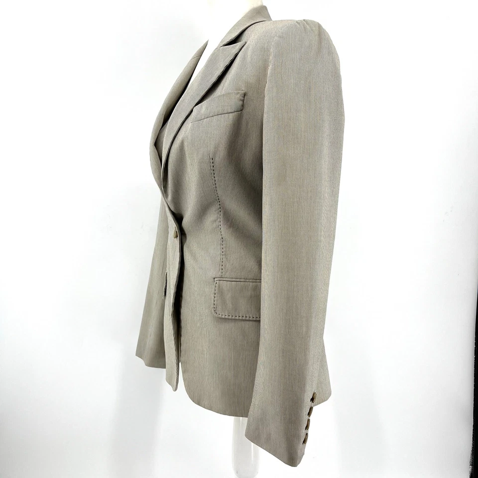 Stella McCartney бежевый однобортный блейзер в полоску с подкладкой ЕС 42 (US4-6)  - Изображение 4 из 4