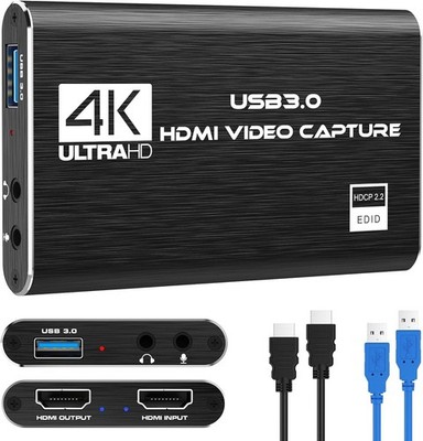 4K HDMI Capture Card USB 3.0 Video Grabber for Streaming OBS PS5 Xbox Switch