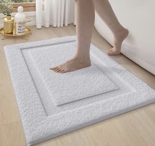 LUMI Ultra Soft Bathroom Rugs Absorbent Non Slip Bath Mat 24x36 White