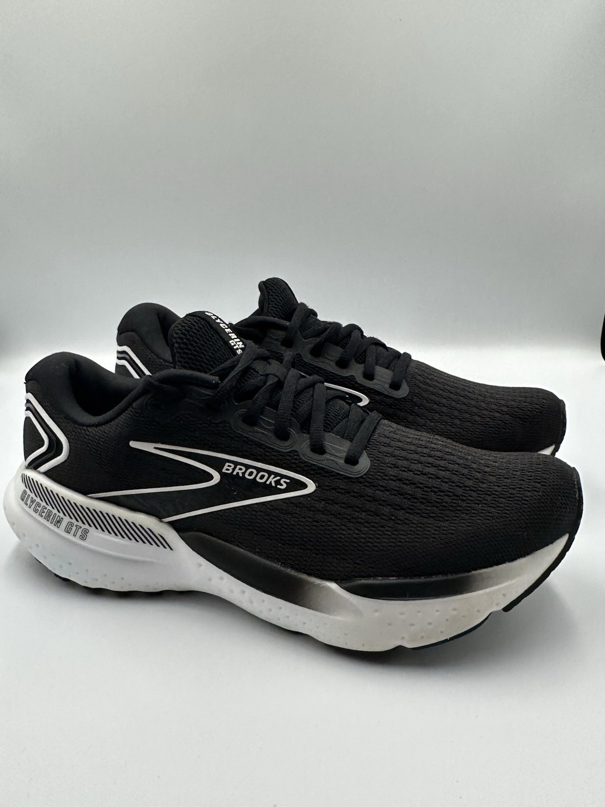 Brooks Glycerin 21 GTS Men’s Running Shoes Sz 9D-Black/White Athletic Sneakers
