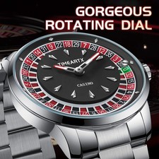 Casino Roulette Watch. With Roulette Wheel That Spins. Stainless Steel.