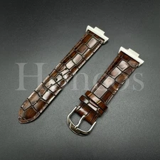 Brown Leather Vintage Crack Shinny Watch Strap Band Fits for Tissot PRX +Adapter