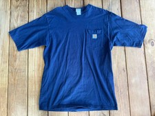 Vintage Carhartt Pocket Shirt Size Medium Regular Navy Blue Work Wear Grunge