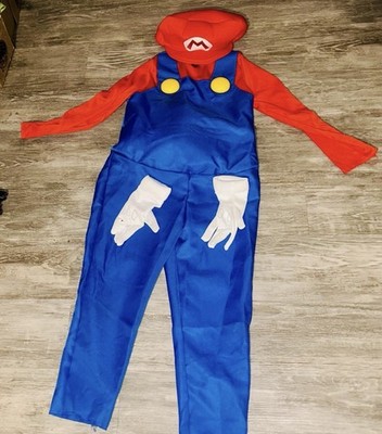 Super Mario Child Costume Jumpsuit  Gloves & Hat Boys Xs 35-39  halloween