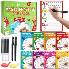 8 Pack Magic Grooved Writing Practice Books for Kids Reusable Magical Handwritin