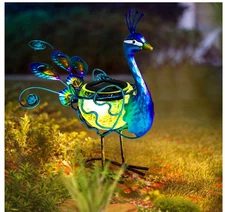 HONGLAND Solar Peacock Statue Light, Solar Animal LED Lights Outdoor, Solar Powe