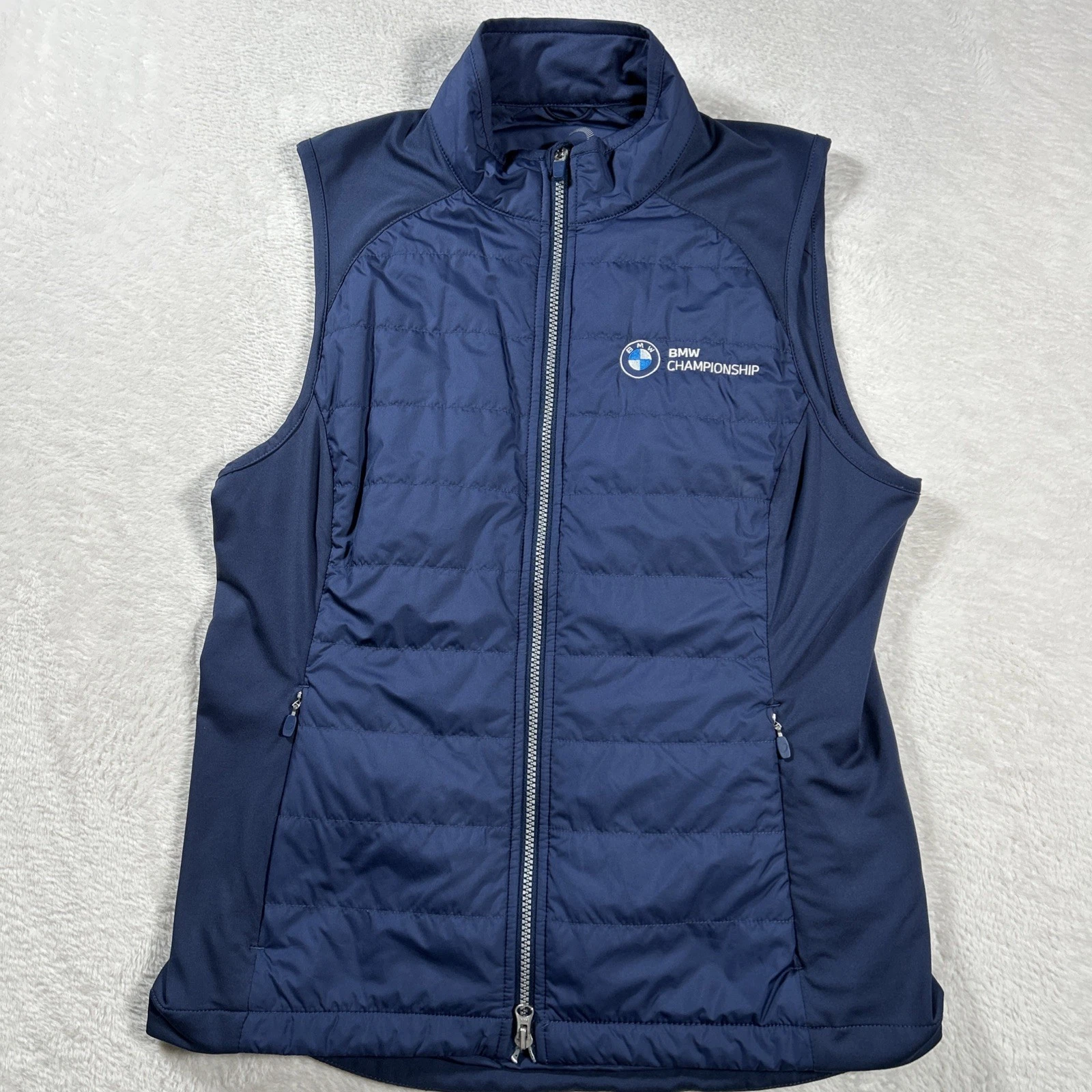 Zero Restriction Lightweight Hybrid Vest Men's L Blue Full Zip Quilted BMW Logo
