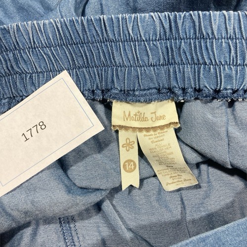 Matilda Jane Blue Denim Chambray Shorts Scalloped Edge Sz 14 - Picture 4 of 4