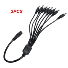 2PCS DC 1 Female to 8 Male Splitter Cable for ZOSI CCTV Security Camera System